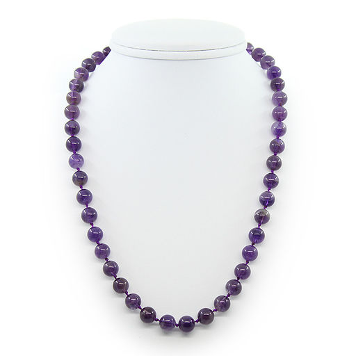 Бусы аметист, круглые 8мм, бусы 45..50см