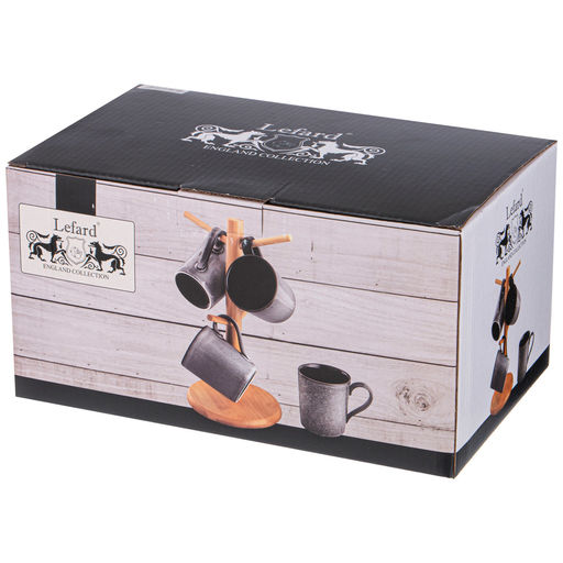 НАБОР КРУЖЕК LEFARD GRAPHITE НА ДЕР. ПОДСТАВКЕ 4 ШТ. 300 МЛ 11,5*8*9,5 СМ  фото 2