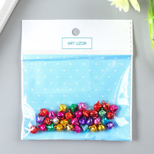 Набор декора для творчества металл Колокольчики цветные вес 5 гр, d-0,7 см, 12х10 см - Арт узор фото 3