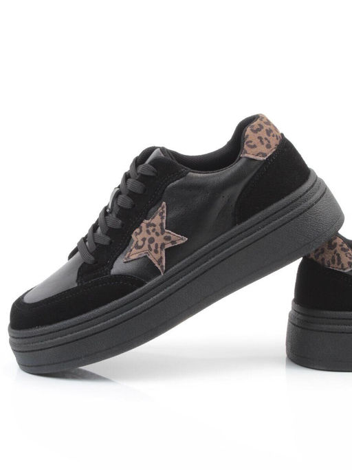 03-YE475-1 BLACK Кроссовки женские (натуральная кожа)