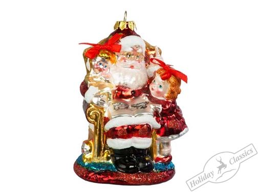 Украшение "Санта с детьми" (стекло) 9х14 см