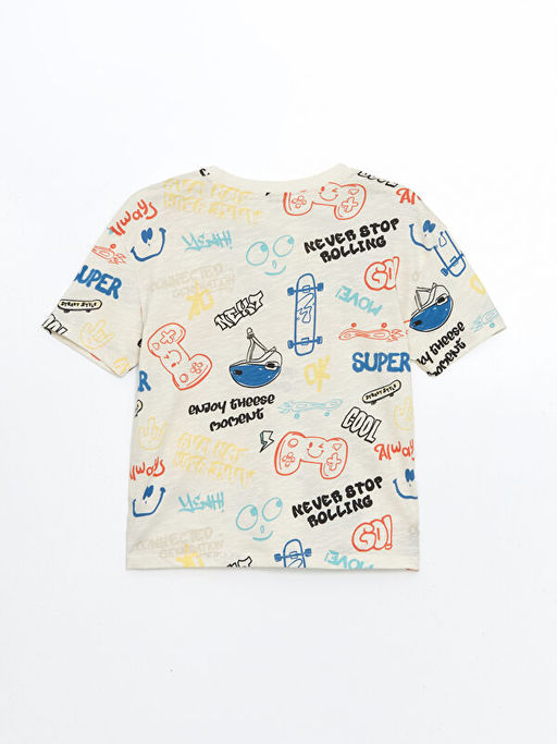 Bisiklet Yaka Bask?l? Erkek Bebek Ti??rt ve ?ort 2li