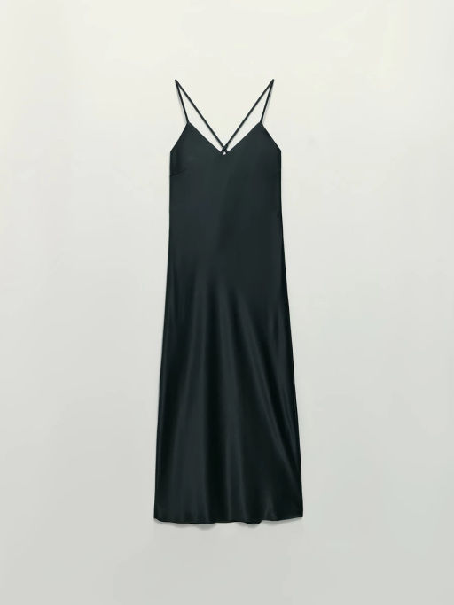 Атласное платье миди на бретелях / Zarina  фото 7