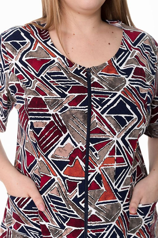 Халат на молнии М31430кс коричневый/синий - Елена фото 7