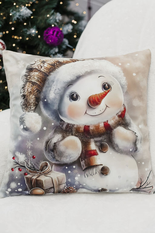 Наволочка декоративная новогодняя 2 шт 3D эффект велюр