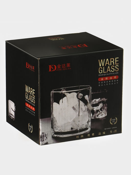 Ведро для льда «Октогон», 900 мл, 15×13×12.5 см, с щипцами, стекло, прозрачное