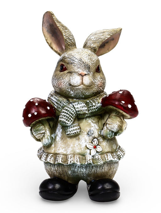 Садовая фигура 26 х 12 х 16 см "Зайка с грибами"