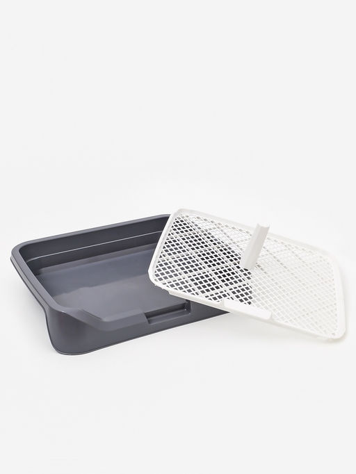 Туалет для собак 48 х 39 х 8,5 см с бортами, съёмной решеткой и столбиком, серый