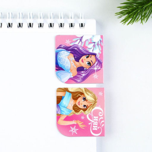 Подарочный набор новогодний, блокнот на спирали А6, 60 листов и магнитные закладки 2 шт. «Для девочек»