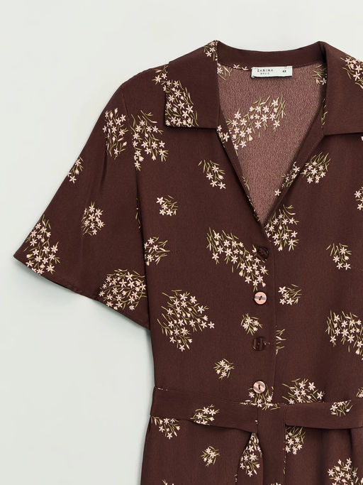 Платье с поясом и цветочным принтом / Zarina  фото 6