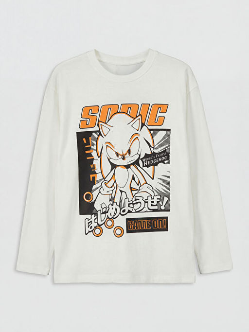 Bisiklet Yaka Sonic Bask?l? Erkek ?ocuk Ti??rt