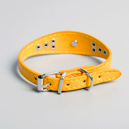 Ошейник-селедка со щенком, 29-32 х 2,5 см, искусственная кожа, желтый - Пижон фото 2