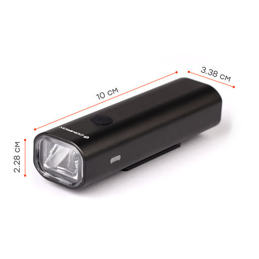 Фонарь передний COMIRON FLASH корпус: авиационный алюминий 6063, IP67; свет: CREE XPG, 400lm аккум 3.7V 2500 mAh, USB влагозащищённый /уп 120/ - Галеонтрейд фото 6