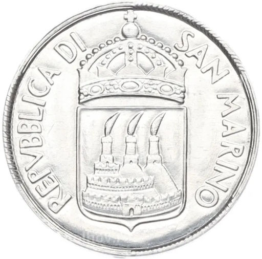 Монета 5 лир 1973 года Сан-Марино