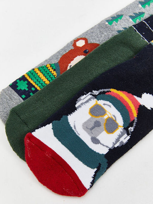 Desenli Erkek ?ocuk Soket ?orap 3l? - Waikiki фото 3