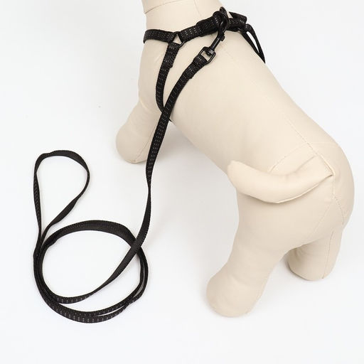 Комплект двухслойный, поводок 130 х 1 см, ОГ 25-38 см, чёрный - Пижон фото 3