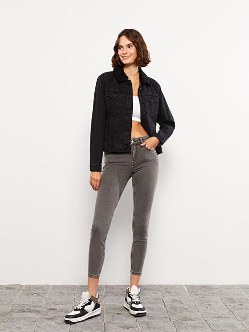 Kad?n Slim Fit D?z Jean Pantolon