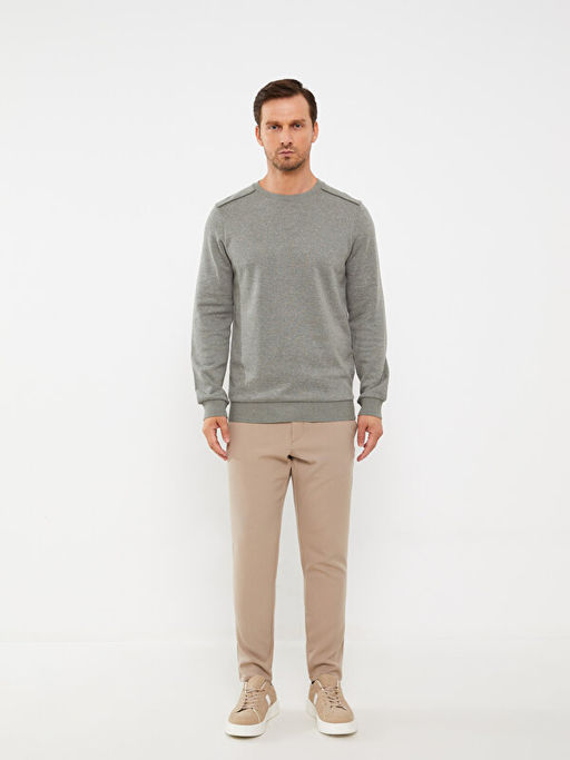 Bisiklet Yaka Uzun Kollu Erkek Sweatshirt