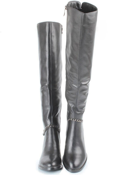 D8H098-07B-1BM BLACK Сапоги демисезонные женские (натуральная кожа, натуральная байка)