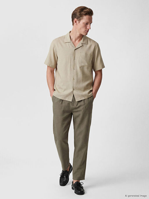 Regular Fit Keten Kar???ml? Erkek Pantolon - Waikiki фото 2