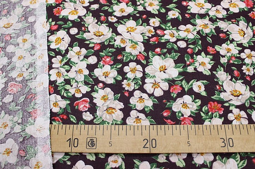 Бязь Вишневый сад на темном коричнево-сливовом, ш.1.5м, хлопок-100%, 120гр/м.кв - Купава фото 2