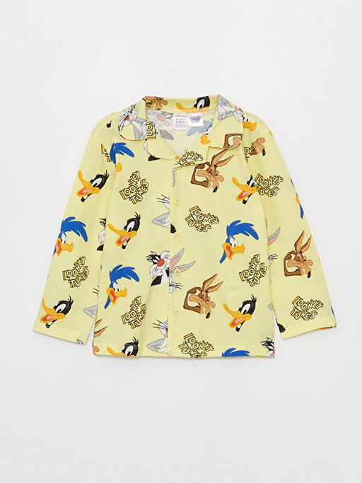 Polo Yaka Looney Tunes Bask?l? Erkek Bebek Pijama Tak?m? - Waikiki фото 2