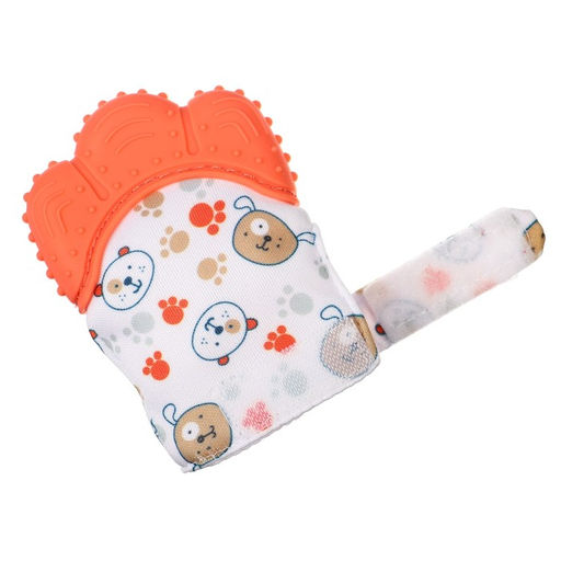 Прорезыватель-рукавичка Крошка Я «Собачки», от 3 мес., красный