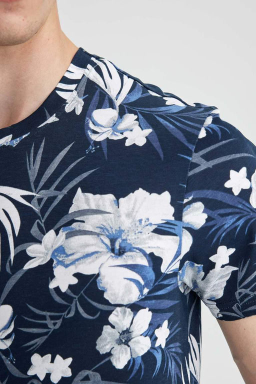 Облегающая футболка с круглым вырезом и короткими рукавами с рисунком - Defacto фото 5