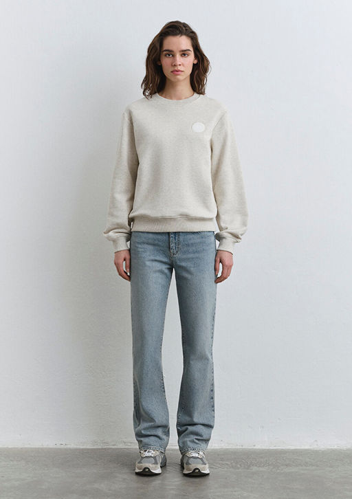 Mavi Patch Logo Bisiklet Yaka Bej Sweatshirt  фото 2