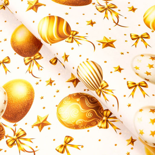 Цена за 10 шт. Бумага упаковочная глянцевая двусторонняя «Золотые шары», 100×69 см