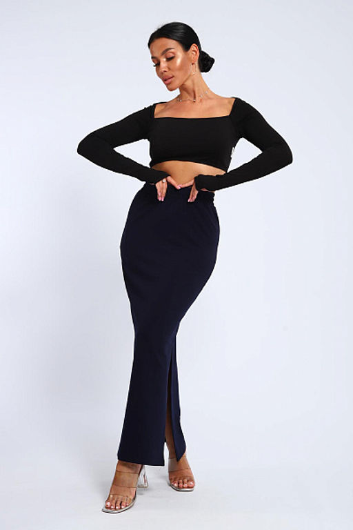 Юбка, футер (01056, черный макси) - Плиона фото 24