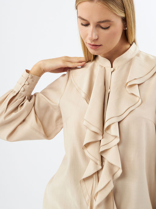 Блузкас отлетными рюшами OD-914-1 бежевый - Tantino фото 5