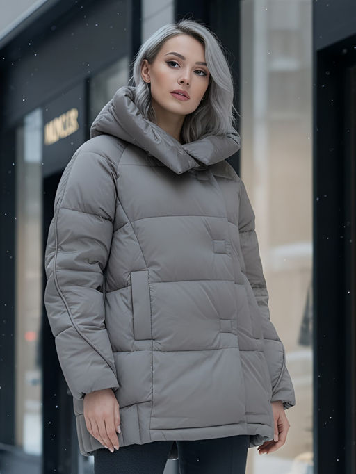 Куртка зимняя женская с капюшоном модная коричневого цвета 7651K - Visdeer фото 18