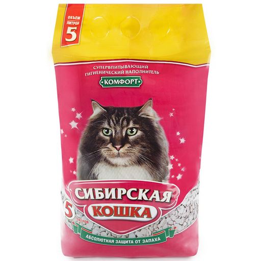 Наполнитель Сибирская Кошка КОМФОРТ 5 л впитывающий 1/4 00008158