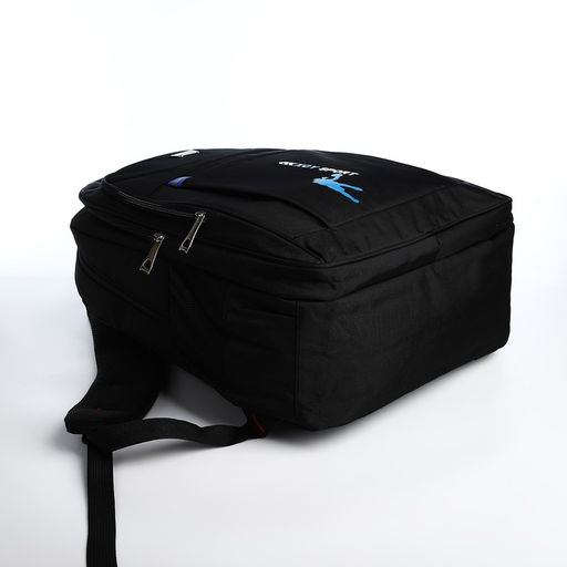 Рюкзак молодёжный из текстиля, 2 отдела на молнии, 3 кармана, цвет чёрный/синий - Simaland фото 3