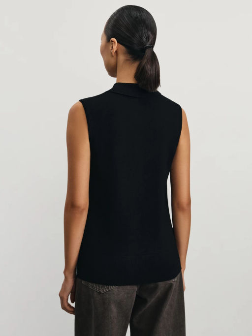 Трикотажный топ с воротником поло / Zarina фото 5