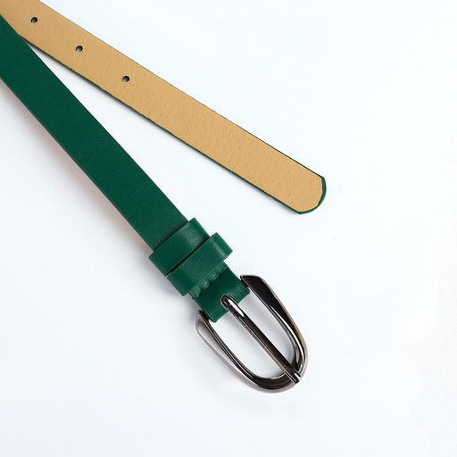 Ремень женский тонкий, 110×1.6 см, пряжка тёмный металл, зелёный