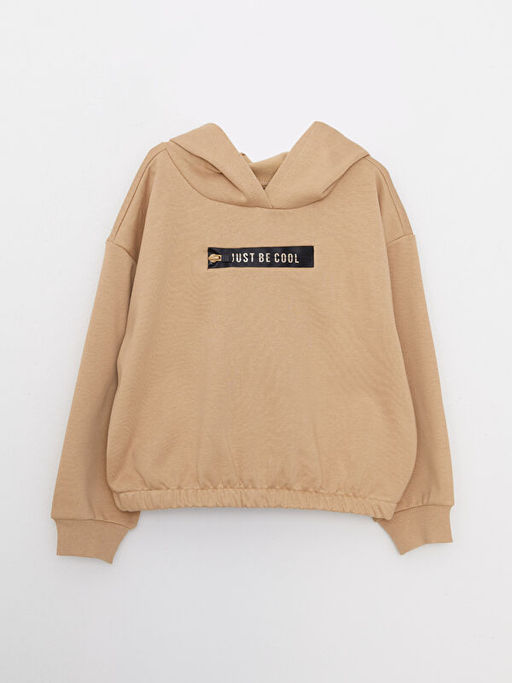 Kap??onlu Bask?l? Uzun Kollu K?z ?ocuk Sweatshirt ve E?ofman Alt? - Waikiki фото 2