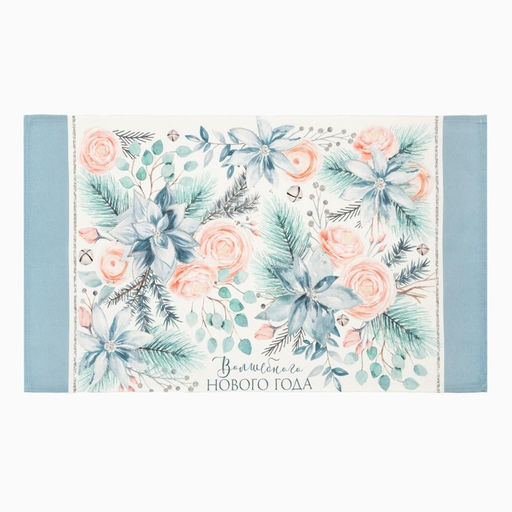 Полотенце Этель Christmas flowers 40х73 см, СОРТ 2, 100% хл, саржа 190 гр/м2  фото 2