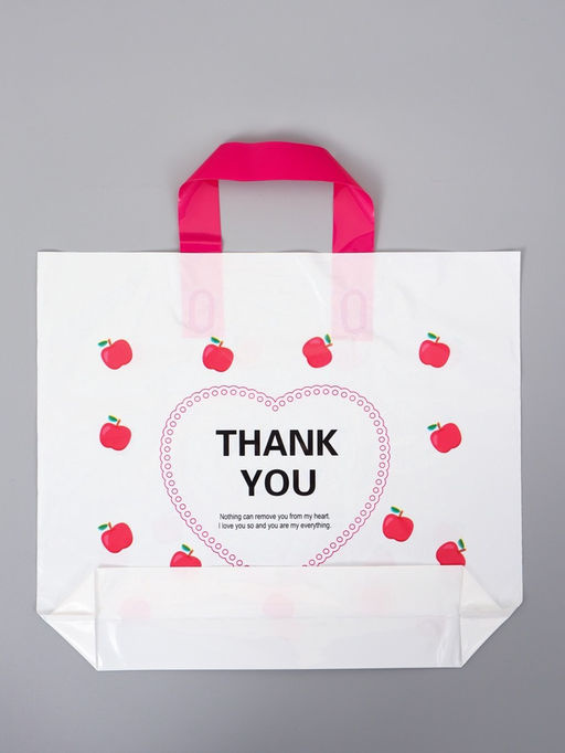 Цена за 50 шт. Пакет с петлевой ручкой "Сердце" 35 х 30 х 8, см, 60 мкм