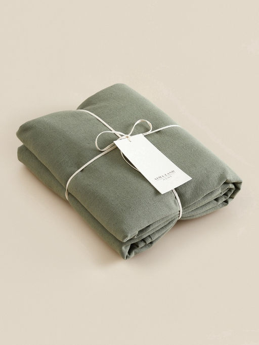 Простыня на резинке 1.5-спальная SL Home Linen collection, 140200+30 см, зелёная, полулён - Sima-land home фото 5