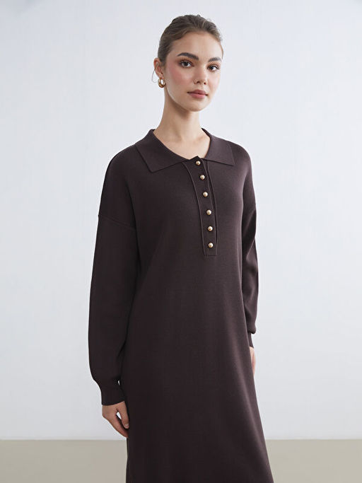 Polo Yaka Triko Elbise