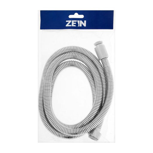 Душевой шланг ZEIN Z21PS, растягивающийся 150-200 см, гайки металл, нержавеющая сталь, хром, Имп/Имп