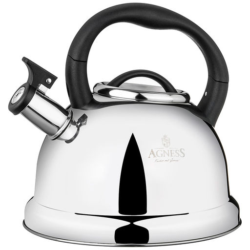 ЧАЙНИК AGNESS СО СВИСТКОМ, 3,0 Л И СКЛАДЫВАЮЩЕЙСЯ РУЧКОЙ