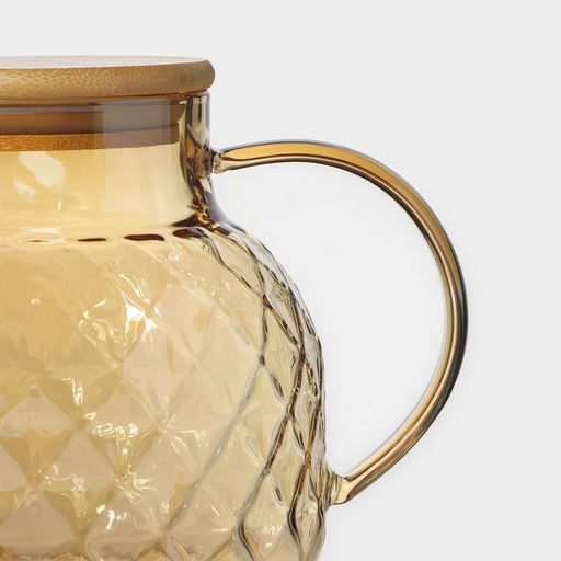 Чайник заварочный стеклянный BellaTenero «Круиз», 1 л, с бамбуковой крышкой и металлическим фильтром, цвет золотой