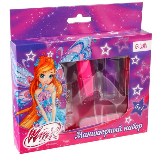 Маникюрный набор, 3 лака, пилочка, блестки, наклейки Блум, WINX  фото 2