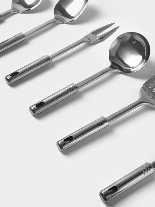 Набор кухонных принадлежностей «Стандарт», 6 предметов, на подвесе, цвет серебристый