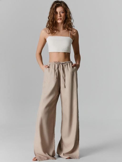 Брюки домашние женские с боковыми высокими разрезами