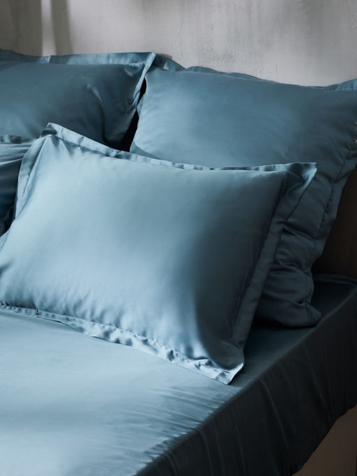 Простыня на резинке 1.5-спальная SL Home Tencel, 140×200+30 см, тенсель, серо-голубая