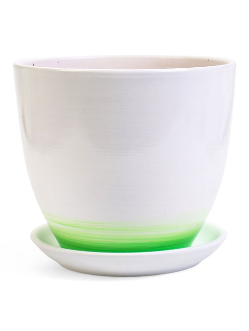 Горшок для цветов Азия, 5 л, d=22 см, h=19.5 см, с поддоном, керамика, белый - Simaland фото 2